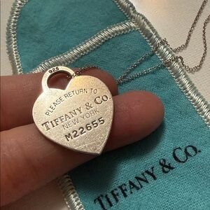 Please Return To Tiffany & Co. Sterling Silver 925 Heart Pendant  W/Pouch